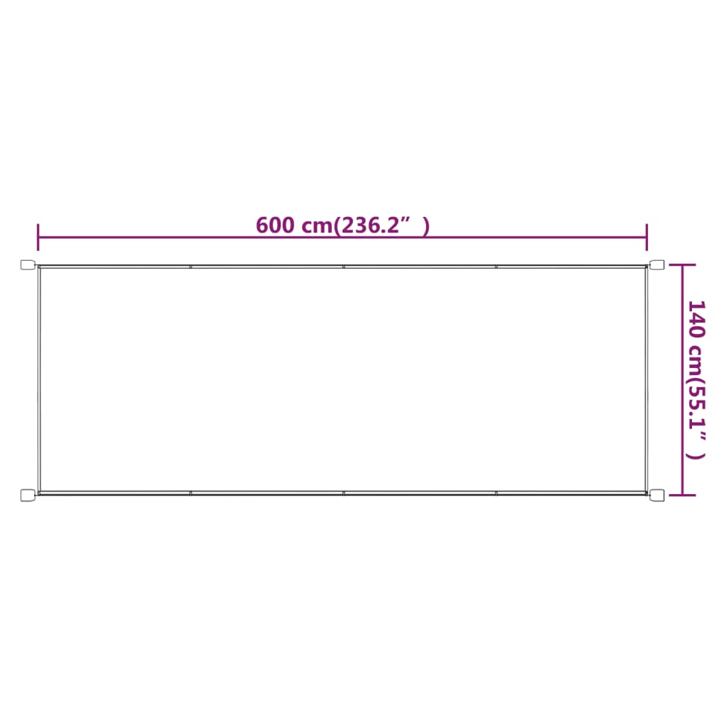 Toldo vertical 140x600 cm tecido oxford cor terracota