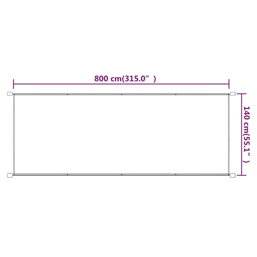 Toldo vertical 140x800 cm tecido oxford cor terracota