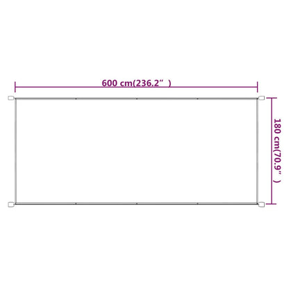 Toldo vertical 180x600 cm tecido oxford cor terracota