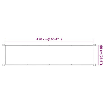 Toldo vertical 60x420 cm tecido oxford cinza-acastanhado