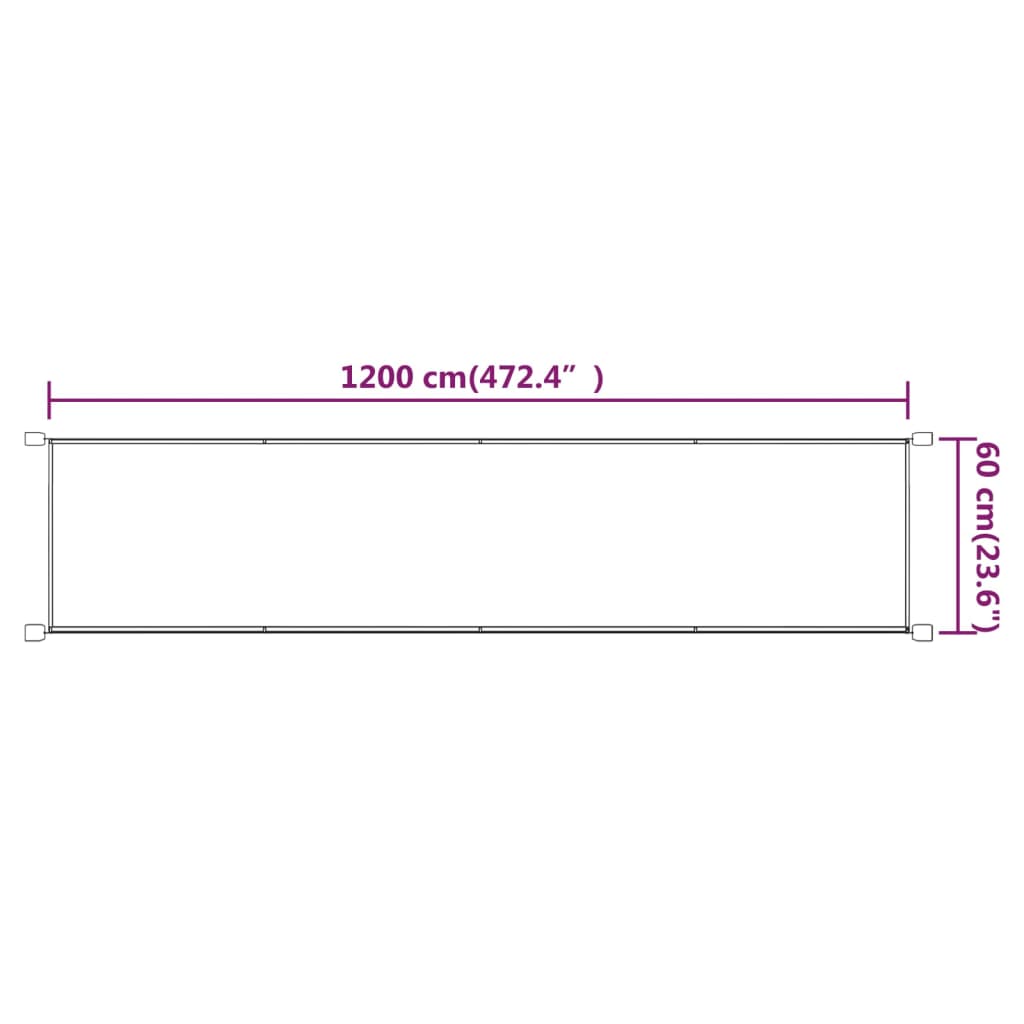 Toldo vertical 60x1200 cm tecido oxford cinza-acastanhado