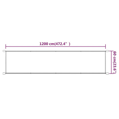 Toldo vertical 60x1200 cm tecido oxford cinza-acastanhado