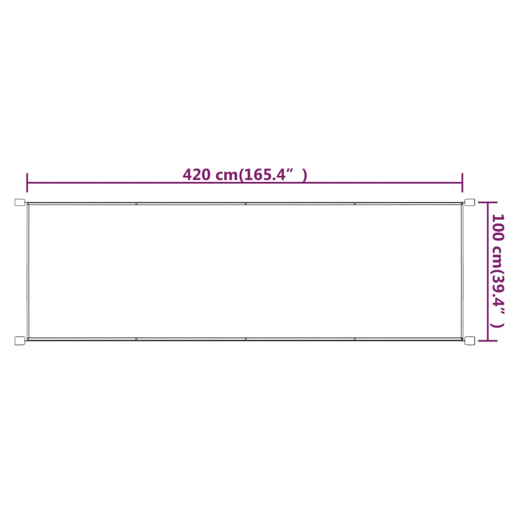 Toldo vertical 100x420 cm tecido oxford cinza-acastanhado