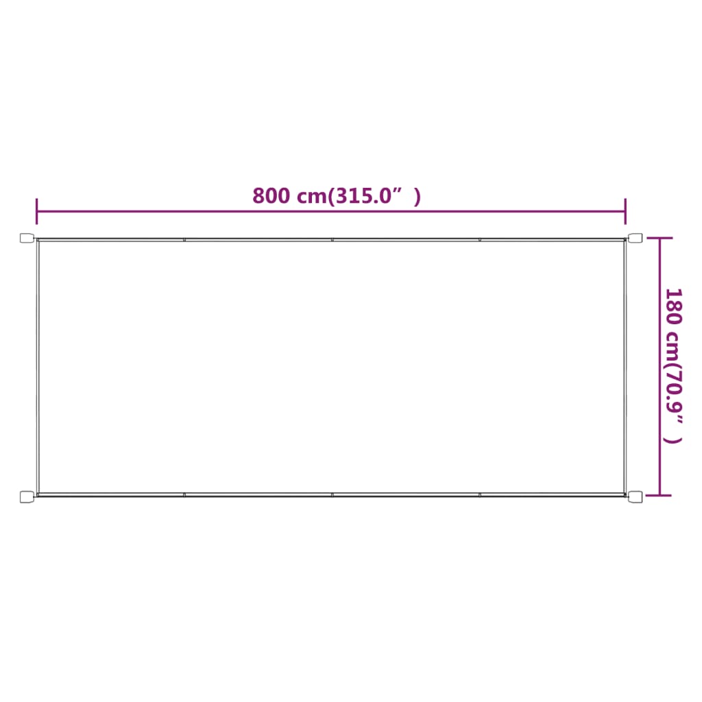 Toldo vertical 180x800 cm tecido oxford cinza-acastanhado