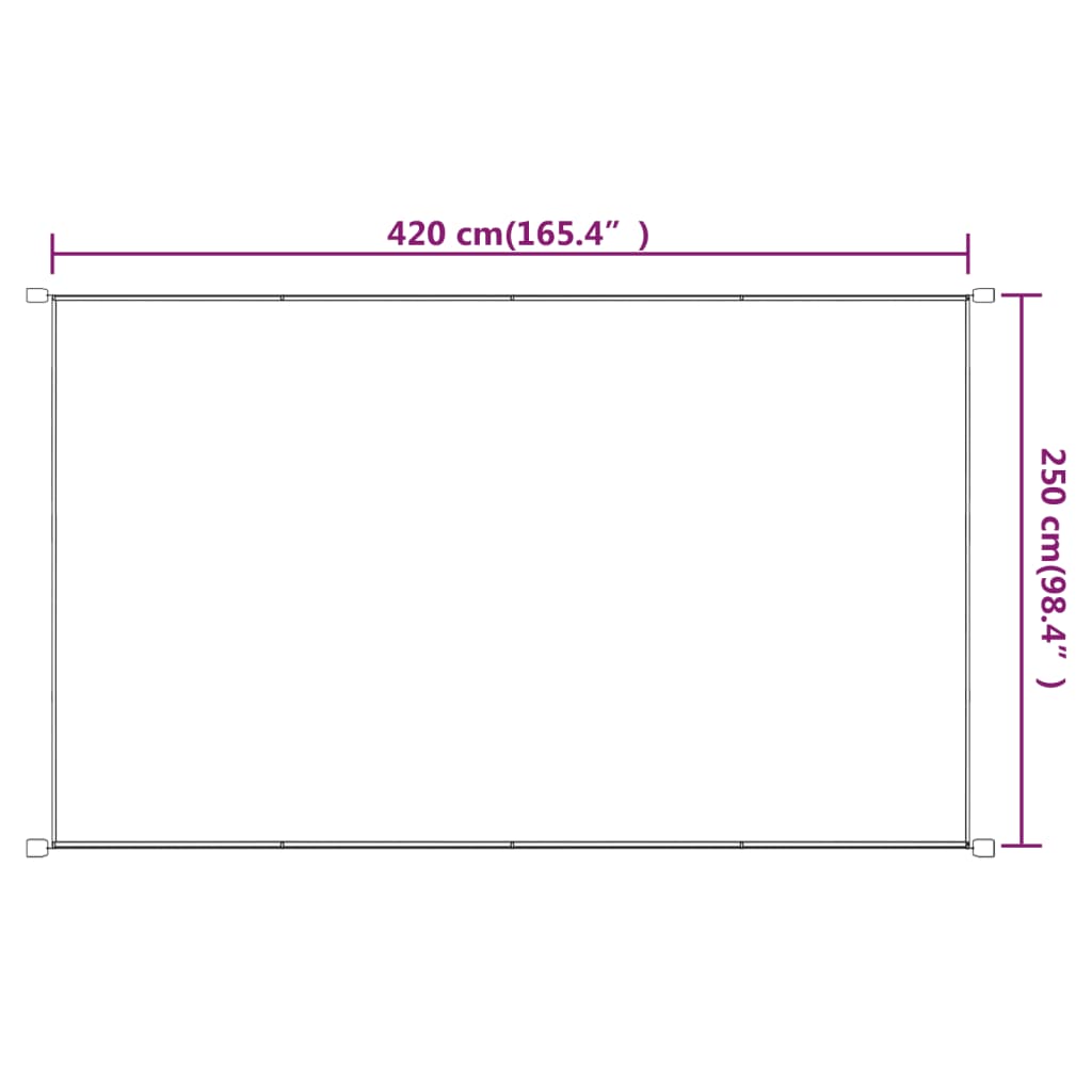 Toldo vertical 250x420 cm tecido oxford cinza-acastanhado