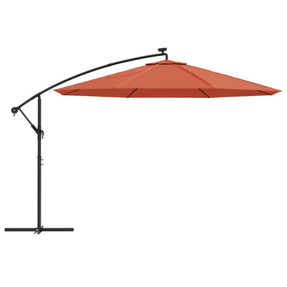 Guarda-sol cantilever c/ luzes LED 350 cm terracota