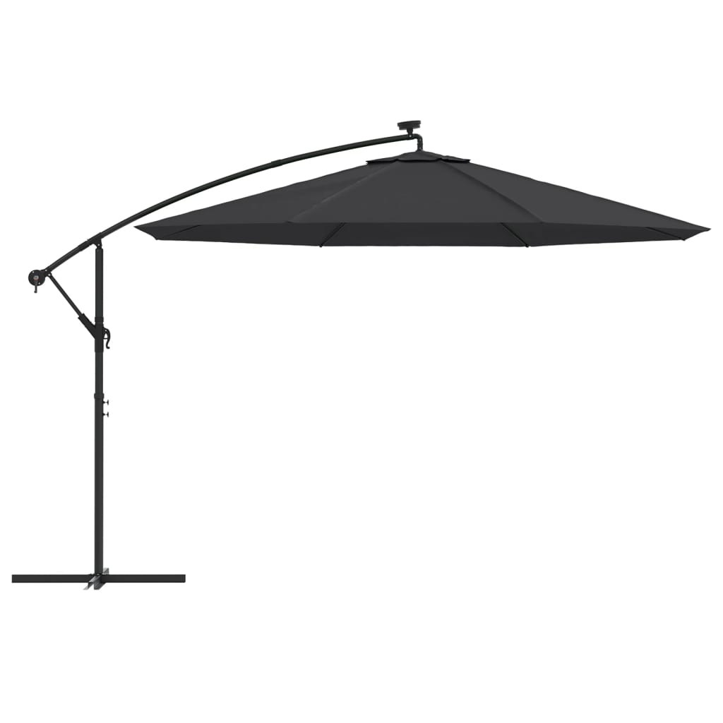 Guarda-sol cantilever c/ luzes LED 350 cm preto