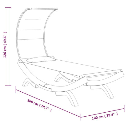 Espreguiçadeira c/ toldo 100x200x126cm madeira curva antracite