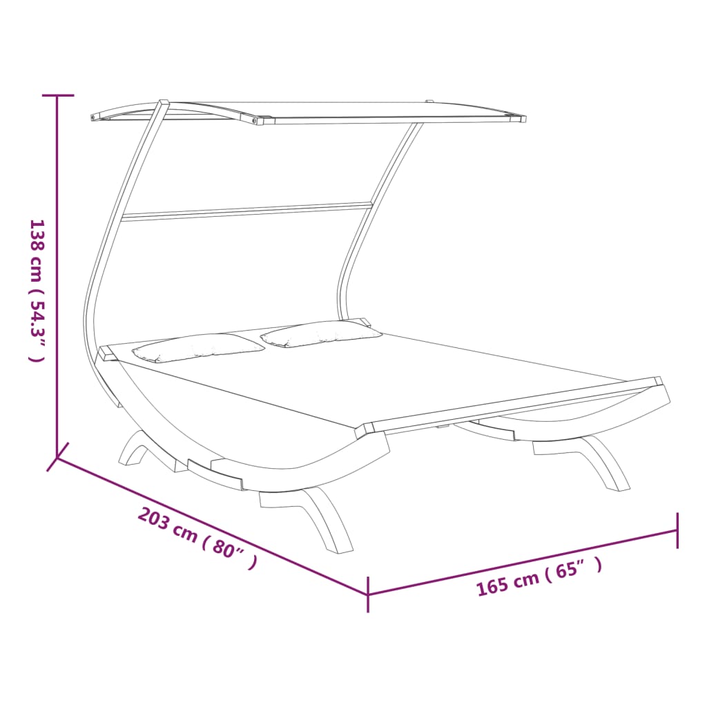 Espreguiçadeira Lotus com Toldo em Madeira Curvada - Creme - Design Moderno