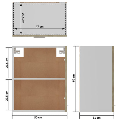 Armários de parede 2 pcs 50x31x60 cm contraplacado cor carvalho