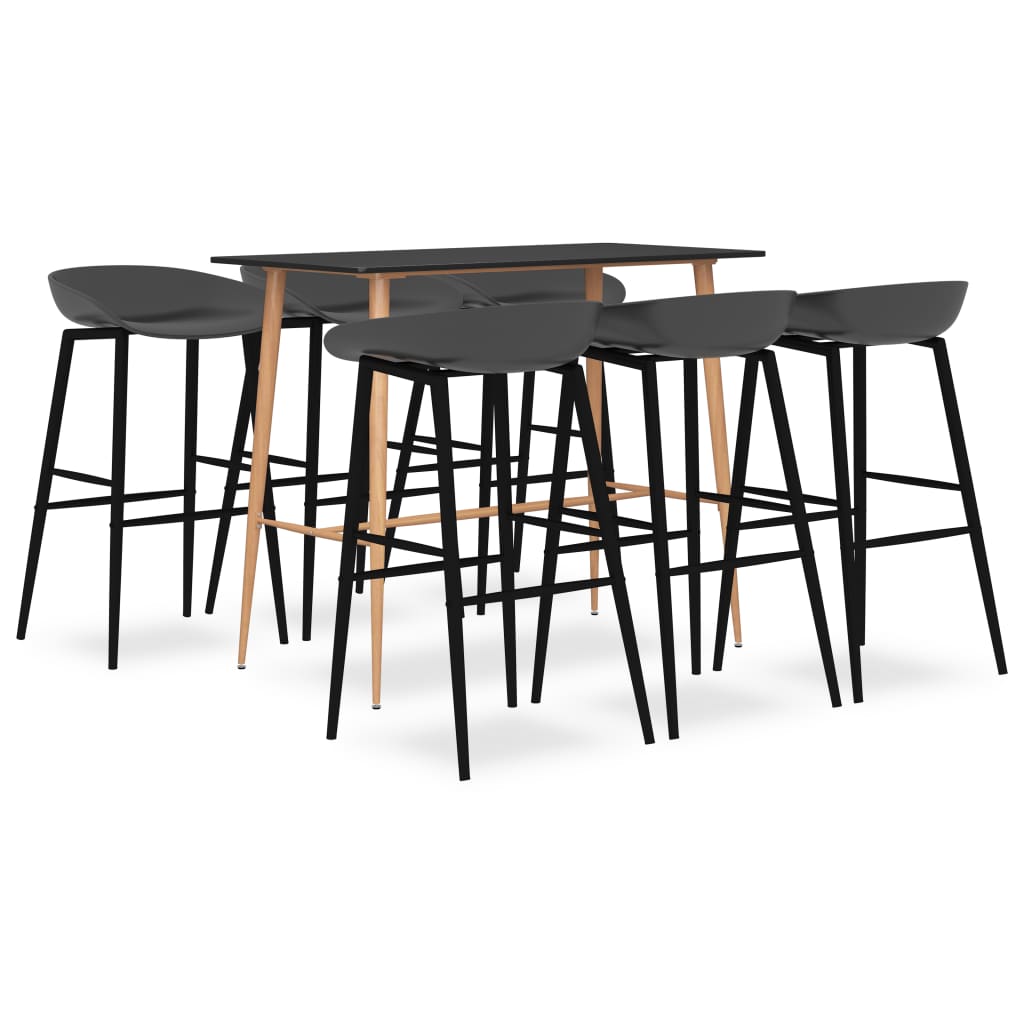 7 pcs conjunto de bar preto e cinzento