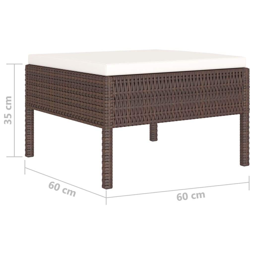 4 pcs conjunto lounge jardim c/ almofadões vime PE castanho