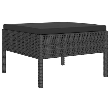 4 pcs conjunto lounge de jardim c/ almofadões vime PE preto