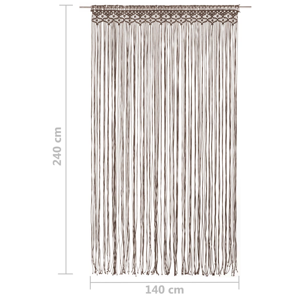 Cortina em macramé 140x240 cm algodão cinzento-acastanhado