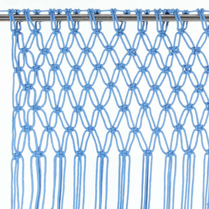 Cortina macramé 140x240 cm algodão azul