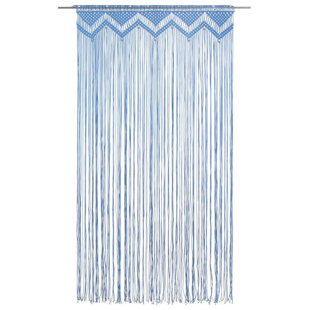 Cortina macramé 140x240 cm algodão azul