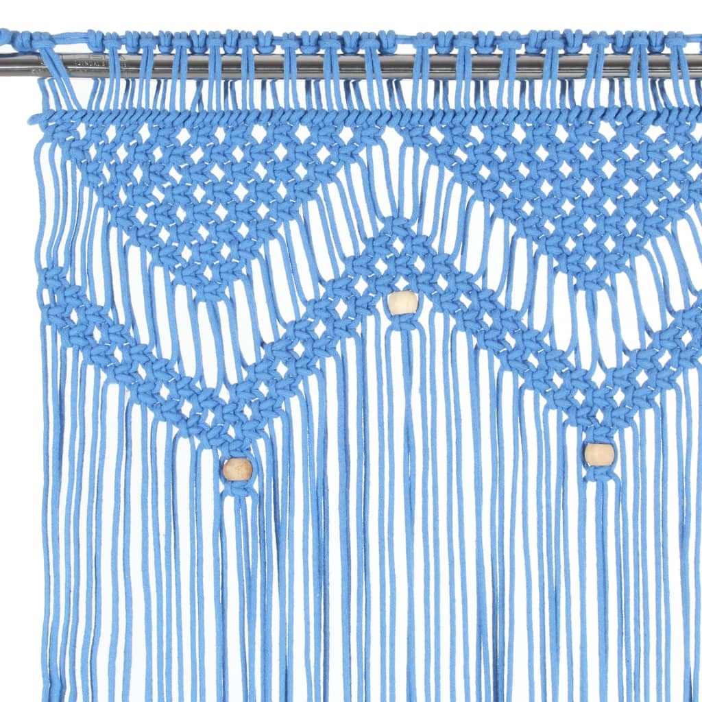 Cortina macramé 140x240 cm algodão azul