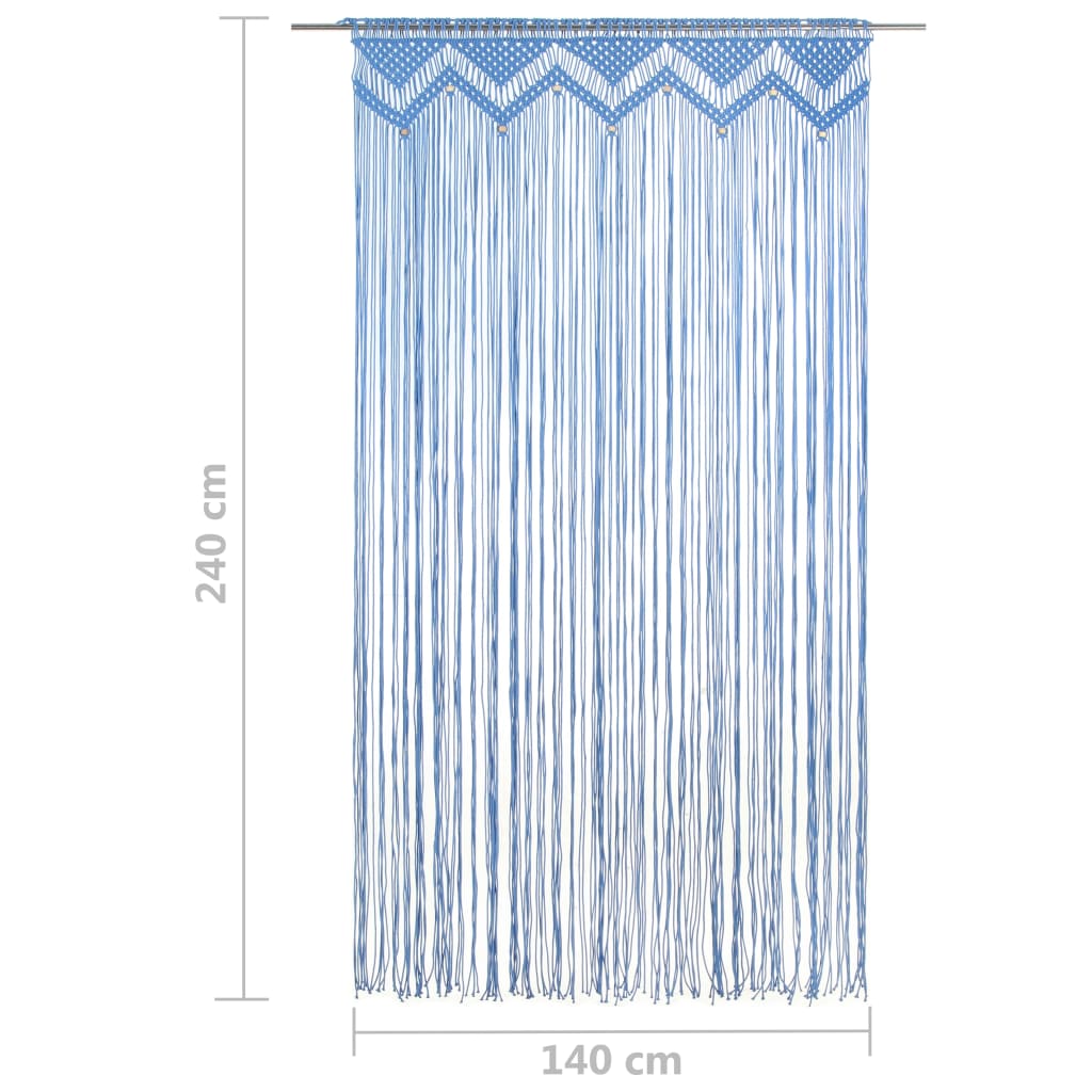 Cortina macramé 140x240 cm algodão azul