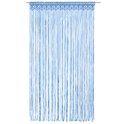 Cortina macramé 140x240 cm algodão azul