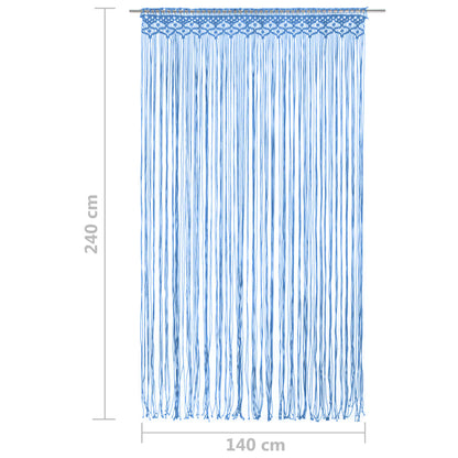 Cortina macramé 140x240 cm algodão azul