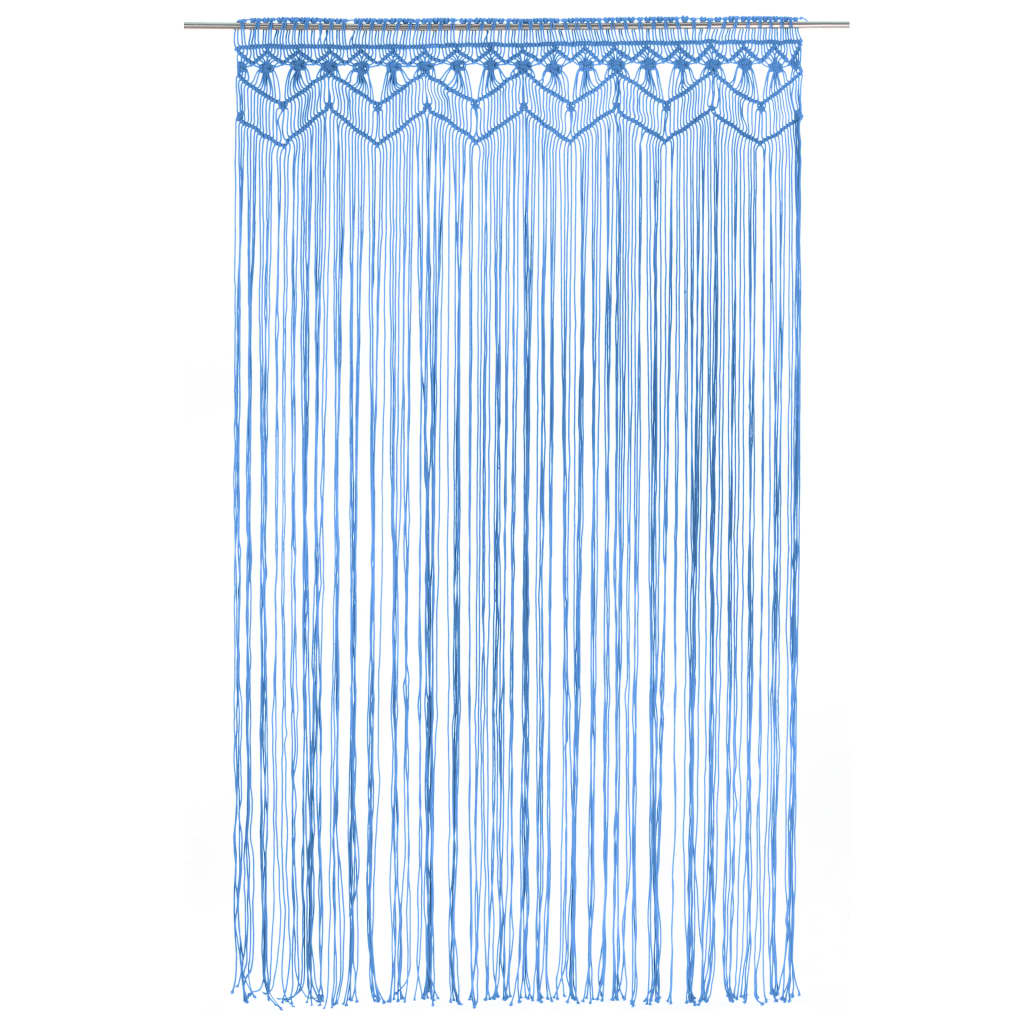 Cortina macramé 140x240 cm algodão azul