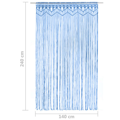 Cortina macramé 140x240 cm algodão azul