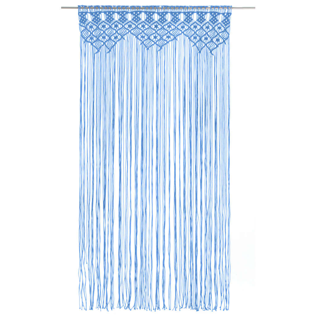 Cortina em macramé 140x240 cm algodão azul