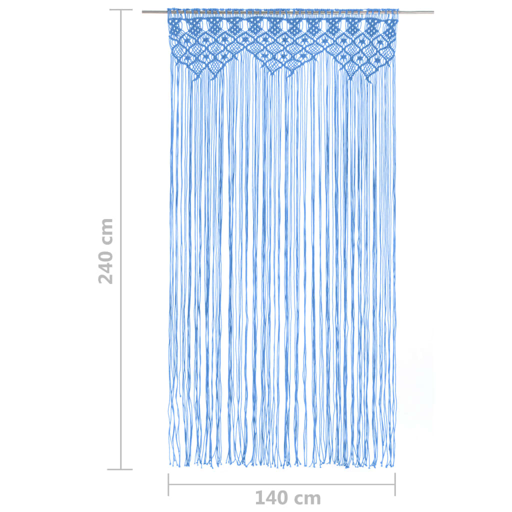 Cortina em macramé 140x240 cm algodão azul