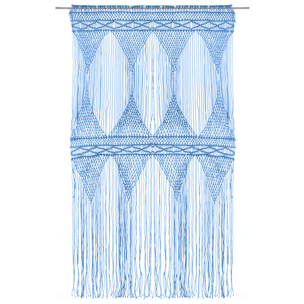 Cortina em macramé 140x240 cm algodão azul