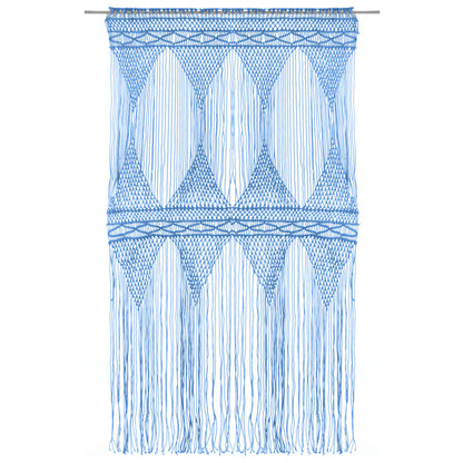 Cortina em macramé 140x240 cm algodão azul