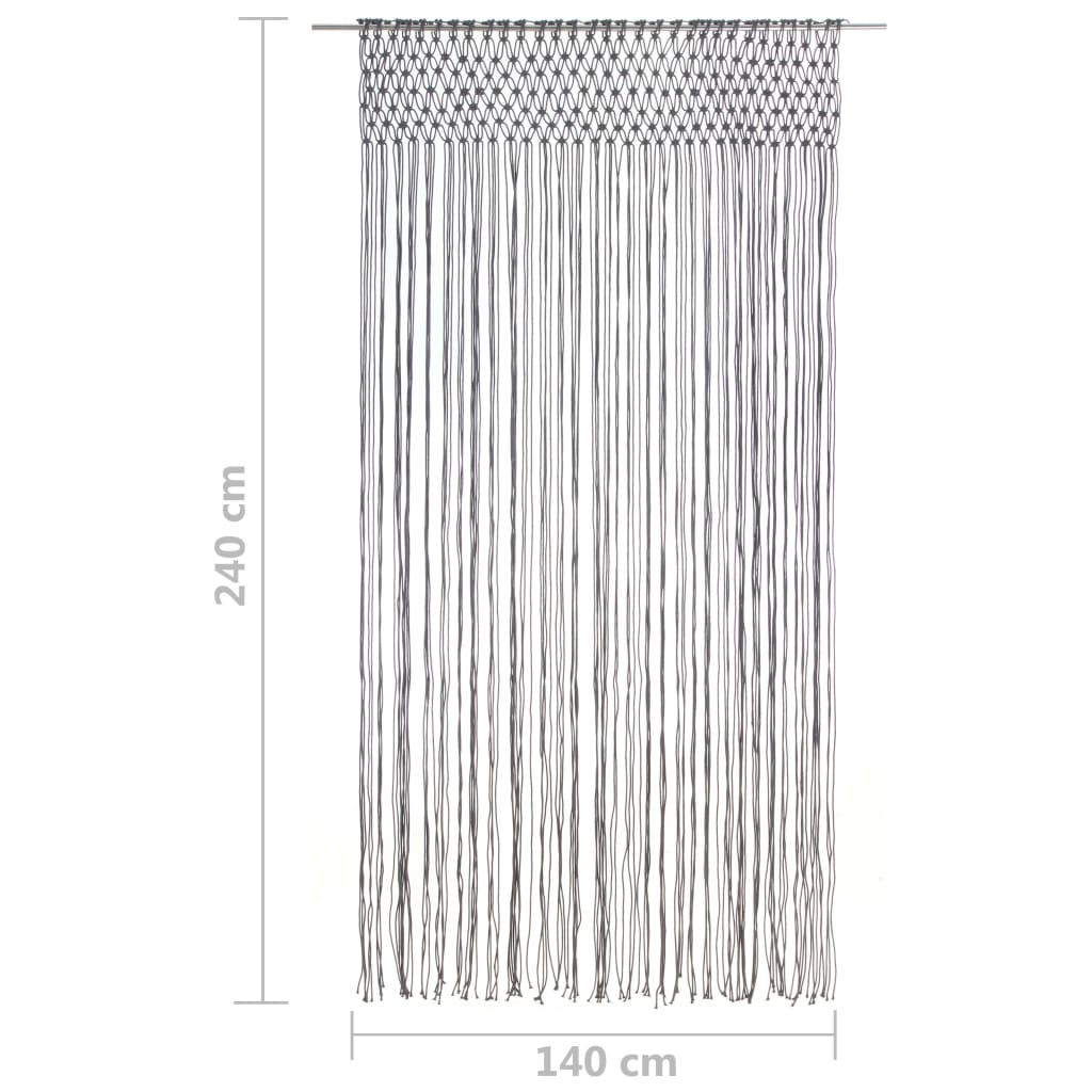 Cortina macramé 140x240 cm algodão antracite