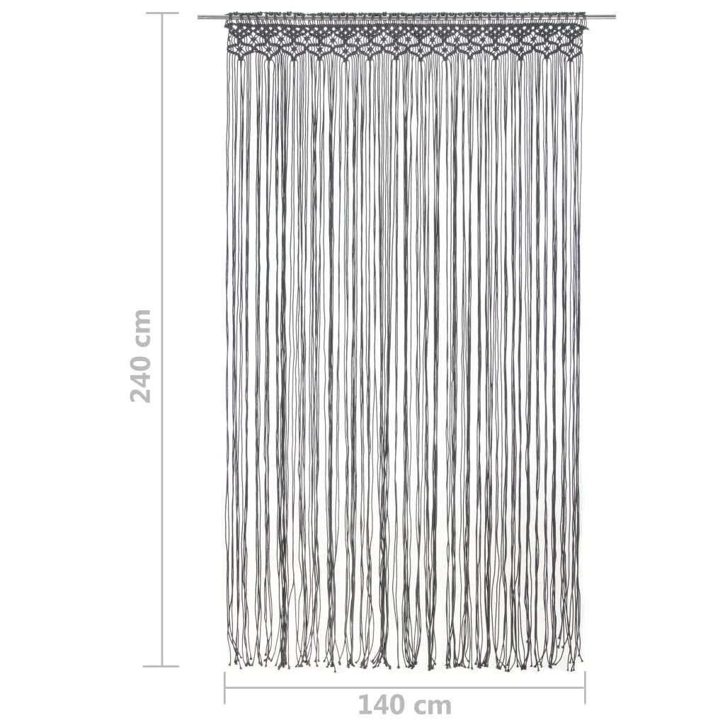 Cortina em macramé 140x240 cm algodão antracite