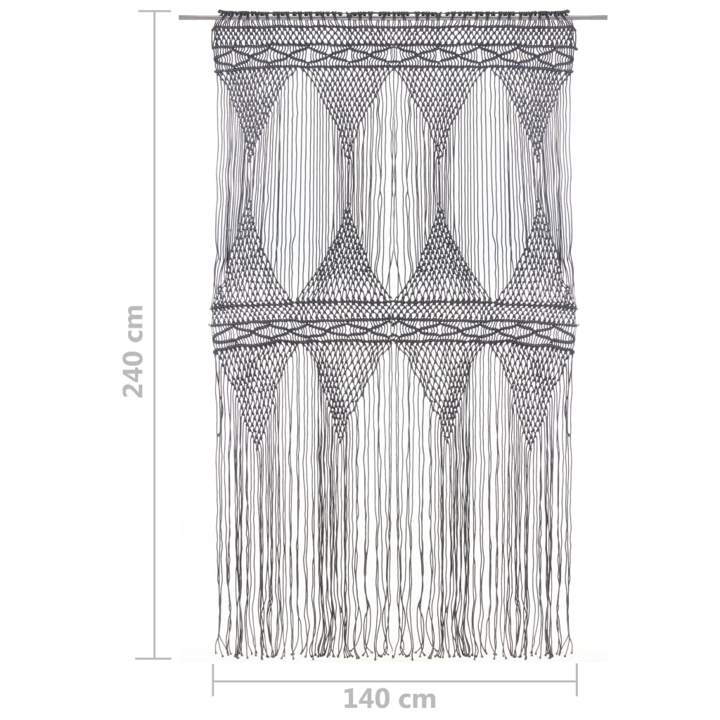 Cortina em macramé 140x240 cm algodão antracite