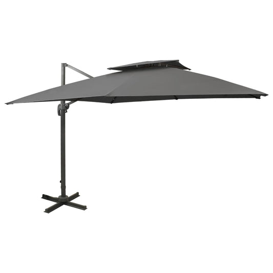 Guarda-sol cantilever com toldo duplo 300x300 cm antracite