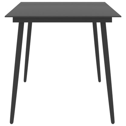 Mesa de jantar para jardim 150x90x74 cm aço e vidro preto