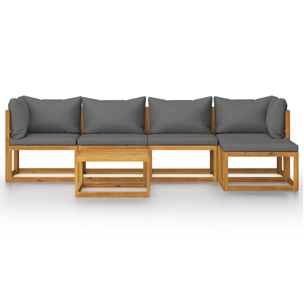 7 pcs conjunto lounge de jardim com almofadões acácia maciça