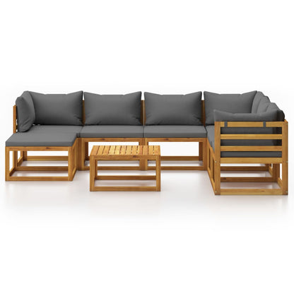 8 pcs conjunto lounge de jardim com almofadões acácia maciça