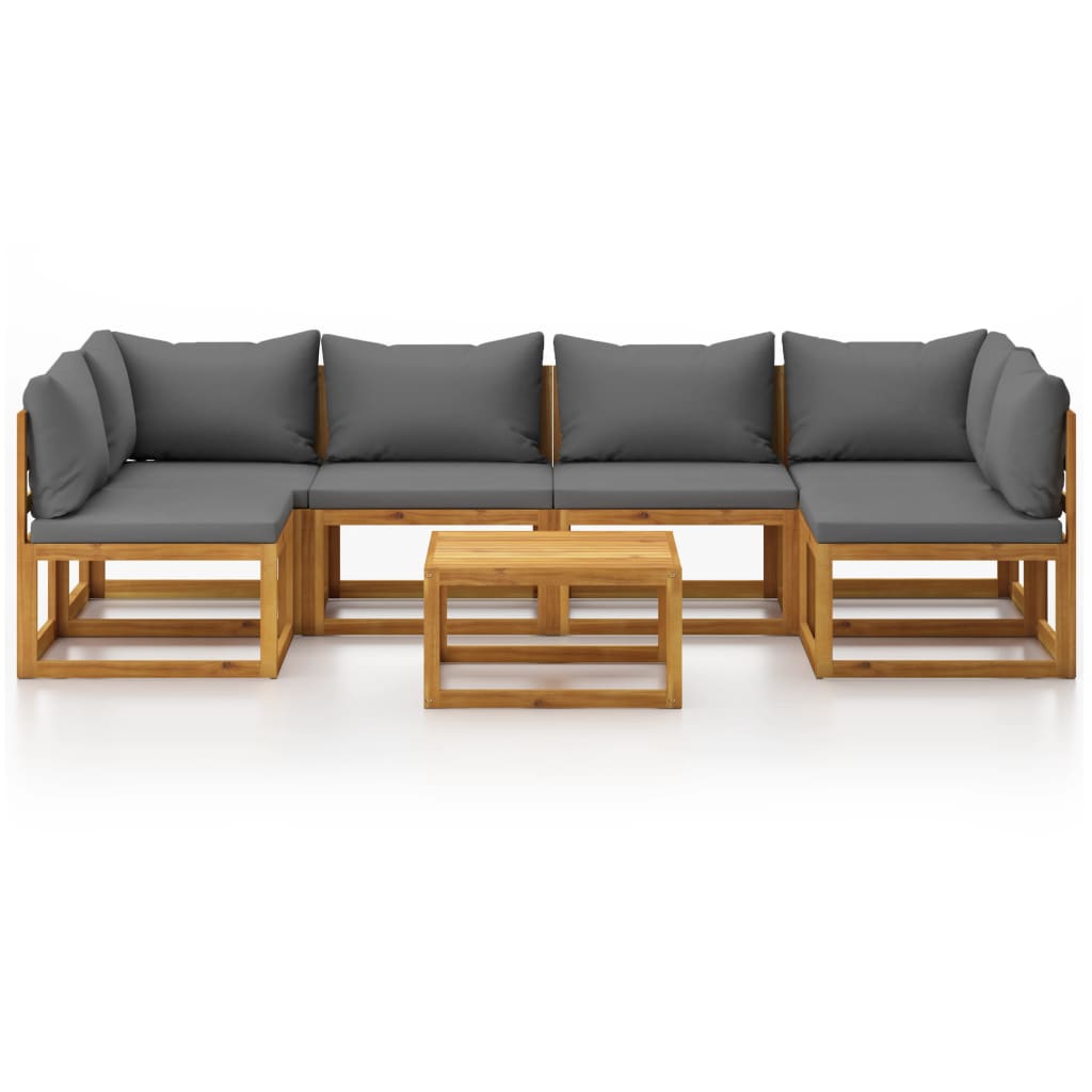 7 pcs conjunto lounge de jardim com almofadões acácia maciça