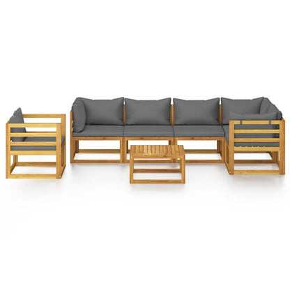 7 pcs conjunto lounge de jardim com almofadões acácia maciça