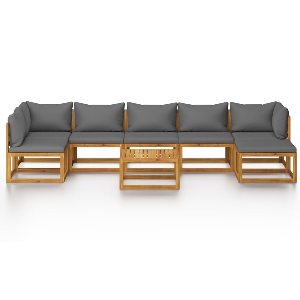 8 pcs conjunto lounge de jardim com almofadões acácia maciça