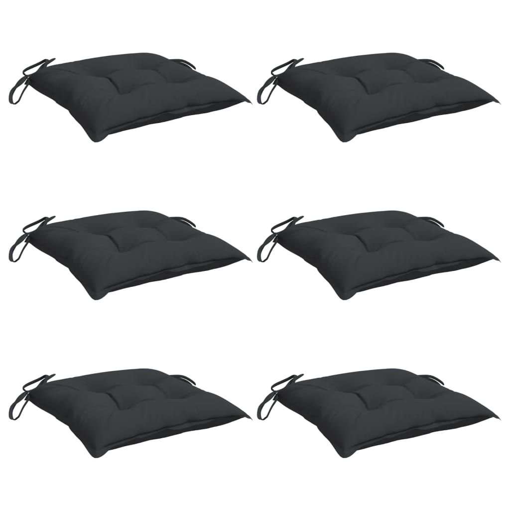 Almofadões de cadeira 6 pcs 50x50x7 cm tecido oxford preto