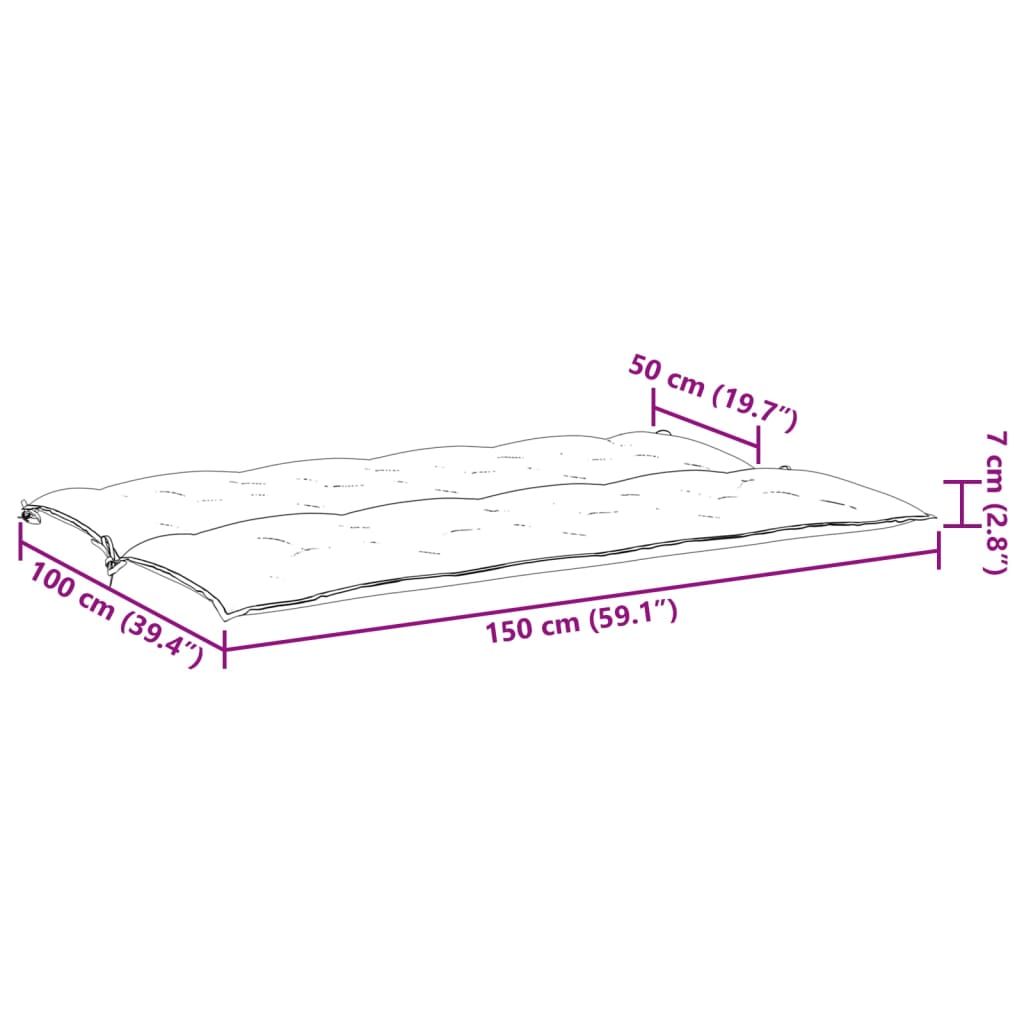 Almofadões banco jardim 2pcs 150x50x7cm tecido oxford antracite