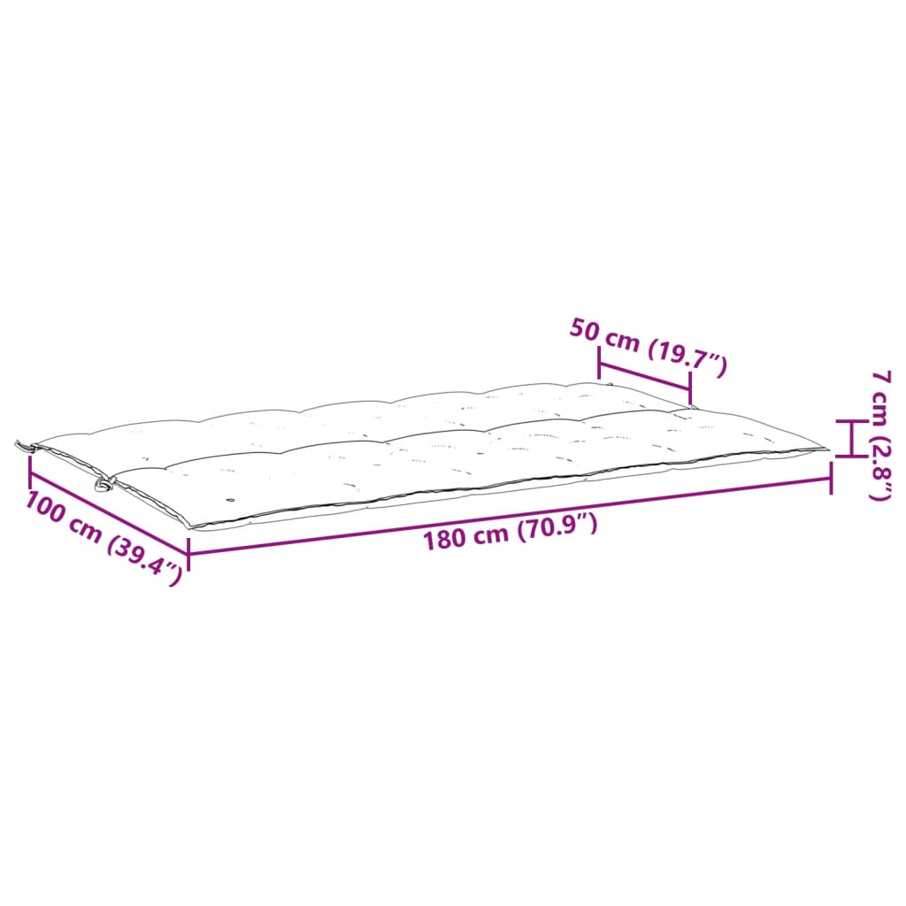 Almofadões banco jardim 2 pcs 180x50x7cm tecido oxford cinzento