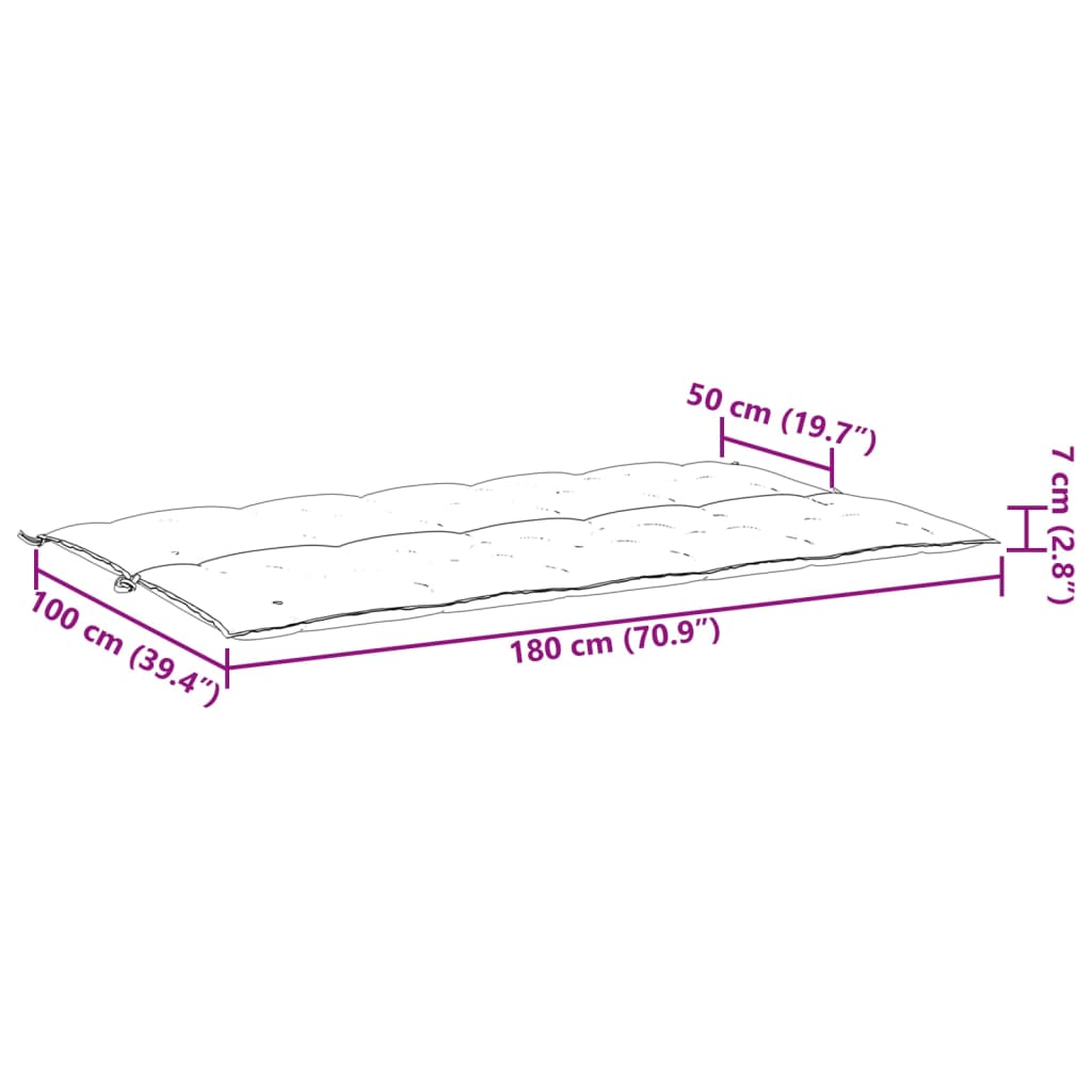 Almofadões banco jardim 2 pcs 180x50x7cm tecido oxford verde