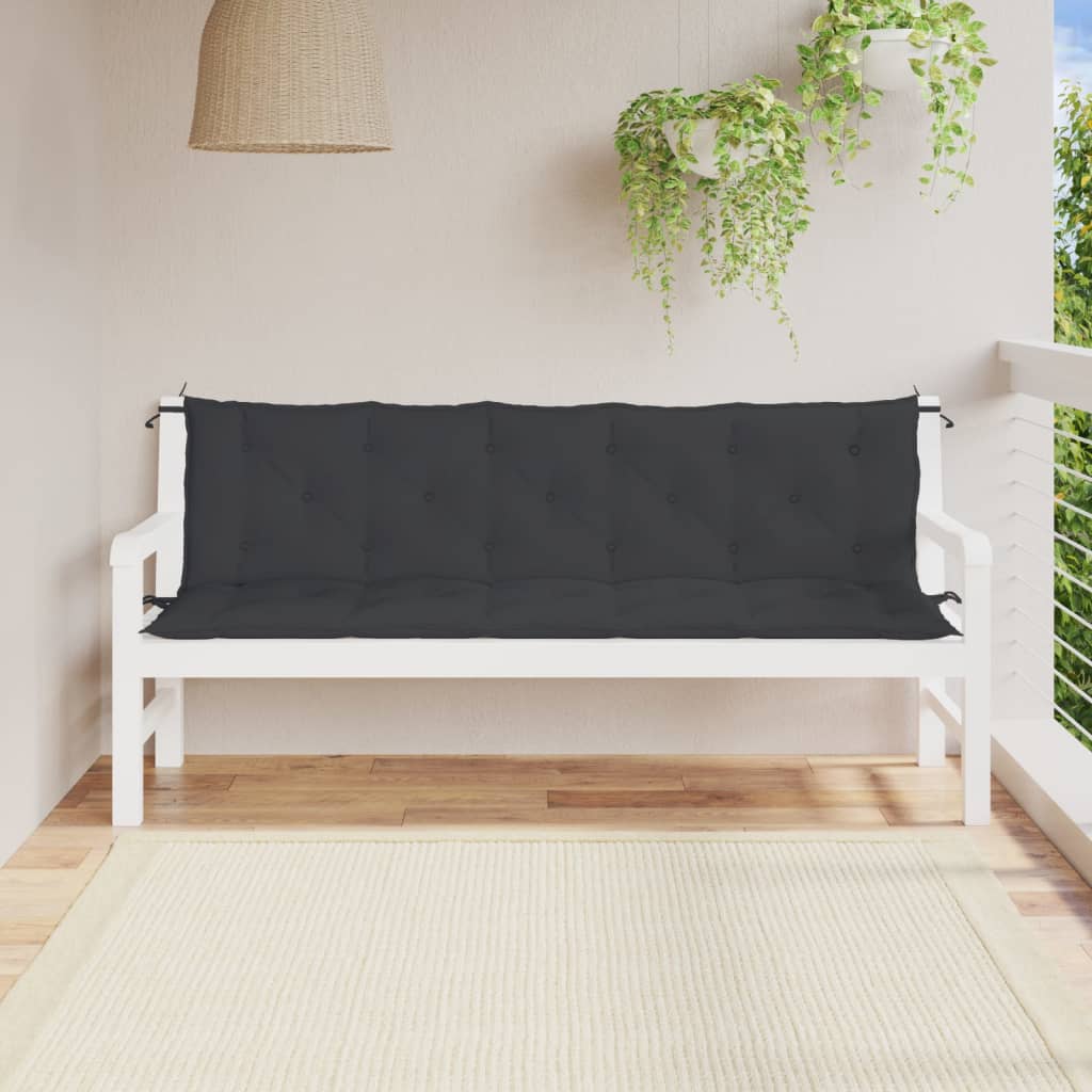 Almofadões banco jardim 2 pcs 180x50x7cm tecido oxford preto