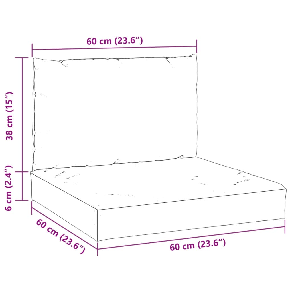 Almofadões p/ móveis de paletes 2 pcs tecido oxford cinzento