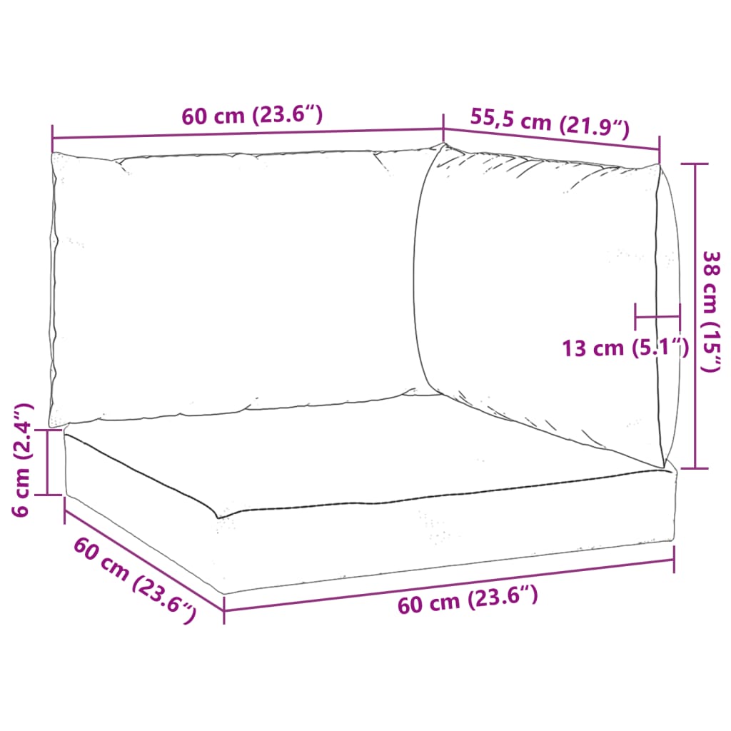 Almofadões de paletes 3 pcs tecido oxford cinza-acastanhado