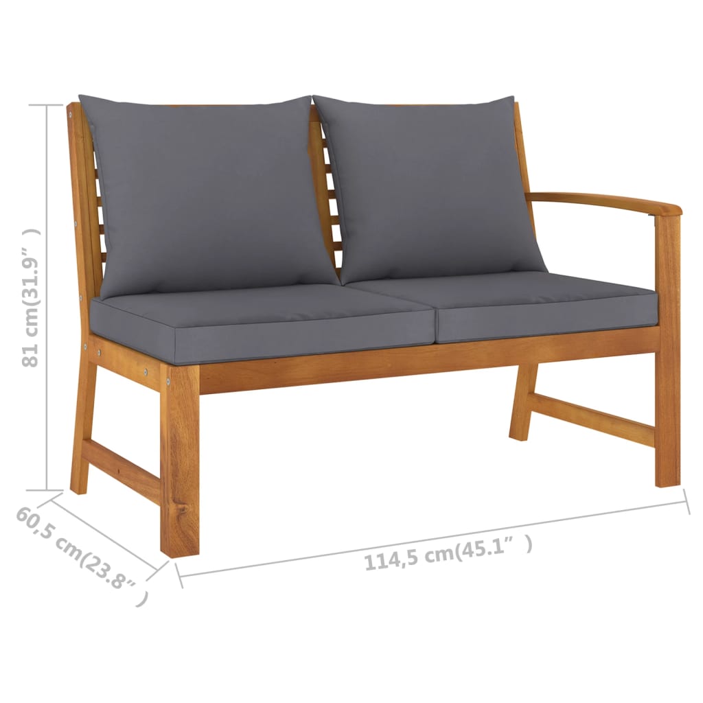 4 pcs conjunto lounge de jardim c/ almofadões acácia maciça