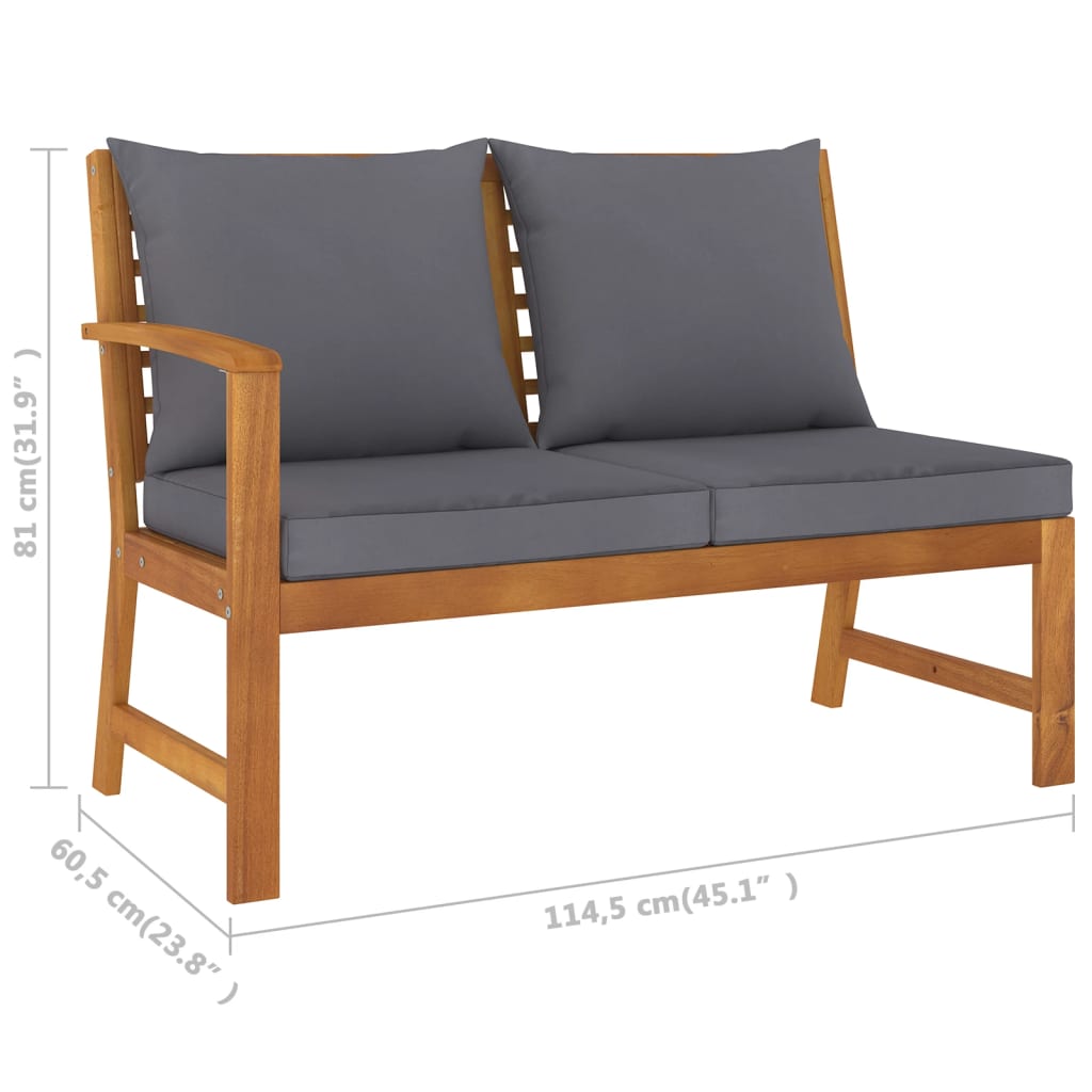 4 pcs conjunto lounge de jardim c/ almofadões acácia maciça