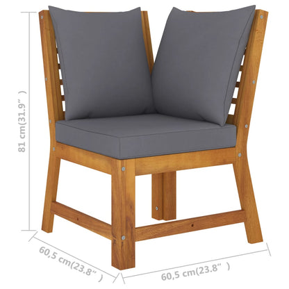 4 pcs conjunto lounge de jardim c/ almofadões acácia maciça